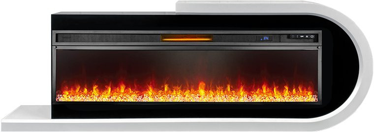Каминокомплект Basel 60 R - Белый с черным с очагом Vision 60 LED