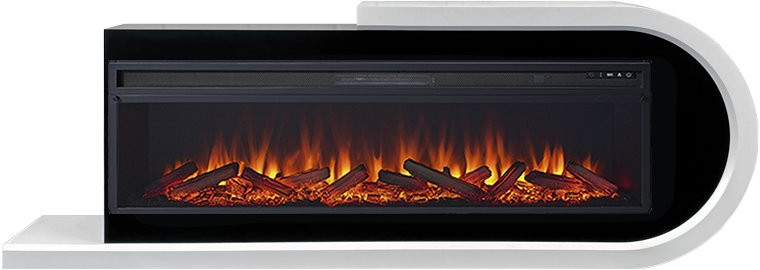 Каминокомплект Basel 60 R - Белый с черным с очагом Vision 60 LOG LED