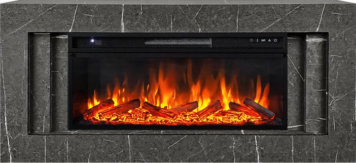 Каминокомплект Line 42 SFT Stone Touch - Серый мрамор с очагом Vision 42 LOG LED