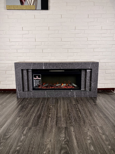 Каминокомплект Line 42 SFT Stone Touch - Серый мрамор с очагом Vision 42 LOG LED