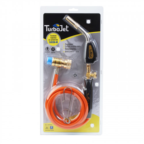 Горелка газовая со шлангом и пьезоподжигом TurboJet TJ8200-M