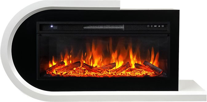 Каминокомплект Basel L - Белый с черным с очагом Vision 42 LOG LED