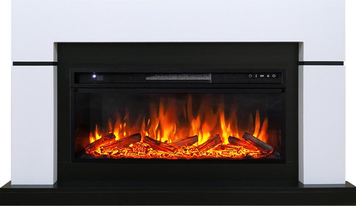 Каминокомплект Lindos - Белый (Ширина 1470мм) с очагом Vision 42 LOG LED (выставочный образец)
