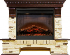 Каминокомплект Pierre Luxe угловой - Темный дуб / Сланец (Высота 1000мм) с очагом Symphony 26'' DF2608-INT